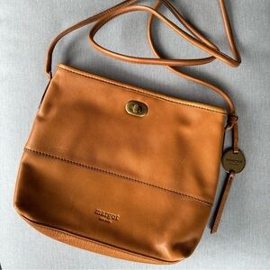 Margot New York Genuine Leather Turnlock Crossbody Purse Bag